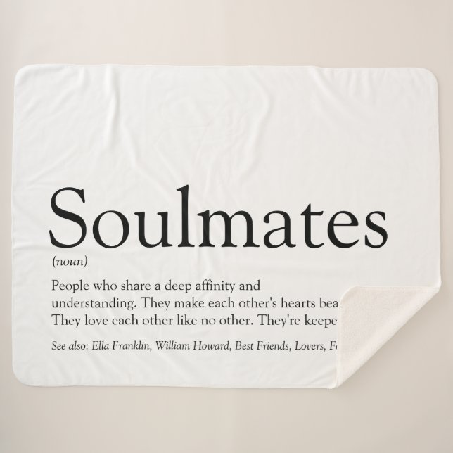 Personalised Soulmates Definition Black And White Sherpa Blanket (Front (Horizontal))