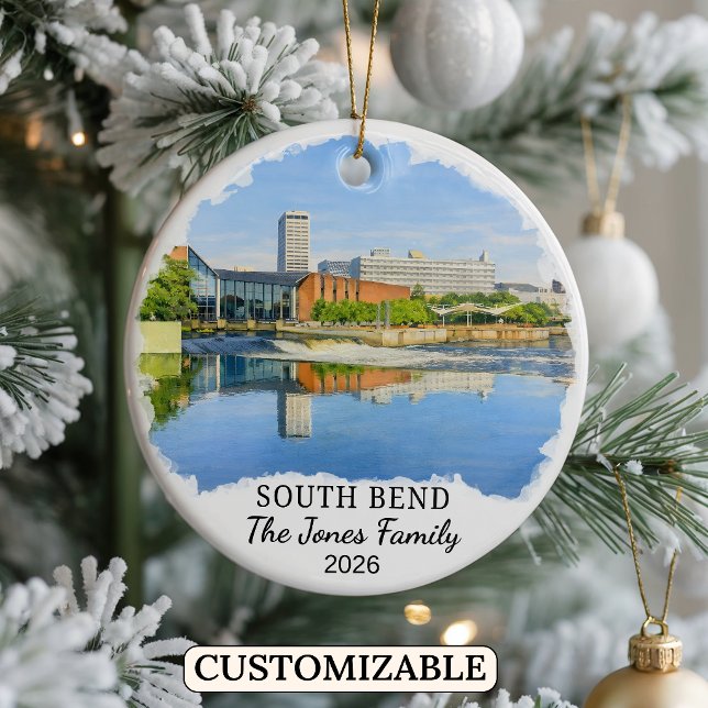 Personalised South Bend Ornament, Custom Indiana Ceramic Tree Decoration (Creator Uploaded)