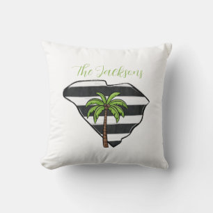 Personalised South Carolina State Palm Tree Stripe Cushion