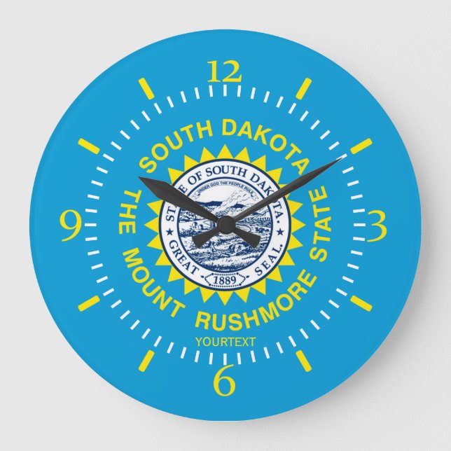 Personalised South Dakota State Flag Design on a Large Clock (Front)
