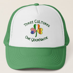 Personalised South Vietnam Ireland USA Shamrock Trucker Hat