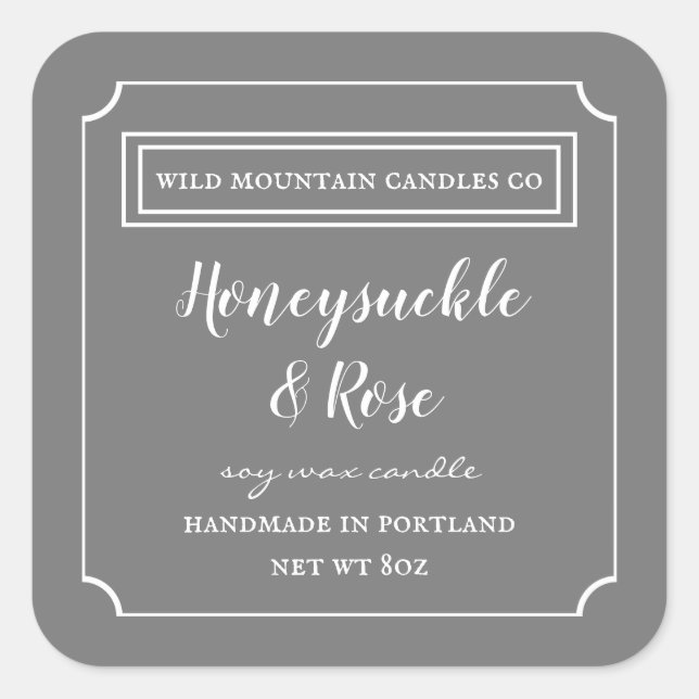 Personalised Soy Candle Grey Label (Front)