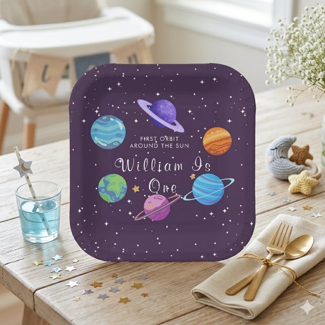 Personalised Space Birthday Paper Plates Solar Sys (Creator Uploaded)