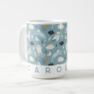 Personalised Space Cats Mug Cute Custom Name