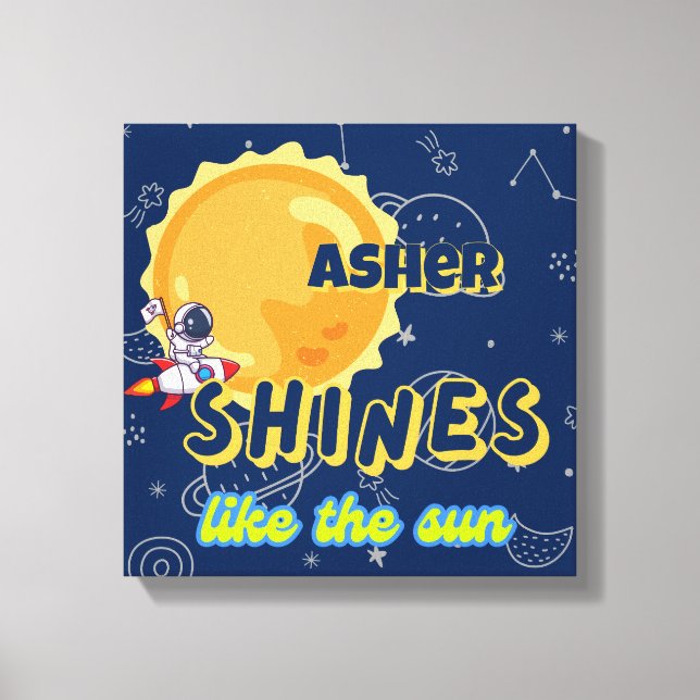 Personalised Space Kids Affirmation Nursery Deco  Canvas Print (Front)