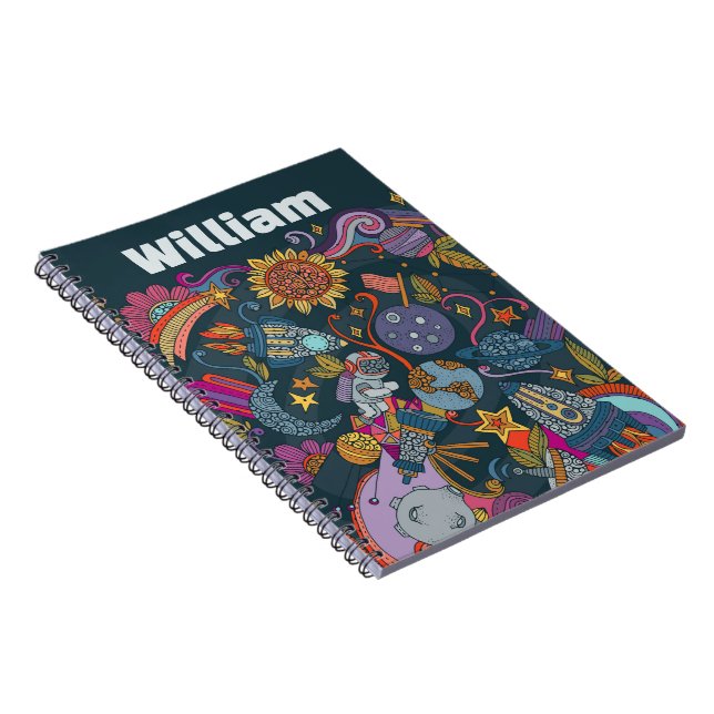 Personalised Space Name Poster for Kids  Notebook (Right Side)