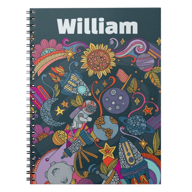 Personalised Space Name Poster for Kids  Notebook (Front)