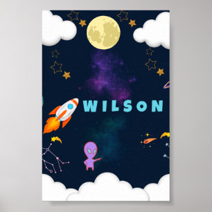 Personalised Space Nursery Wall Art