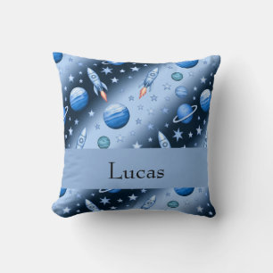 Personalised Space Rocket with Stars and Planets  Cushion