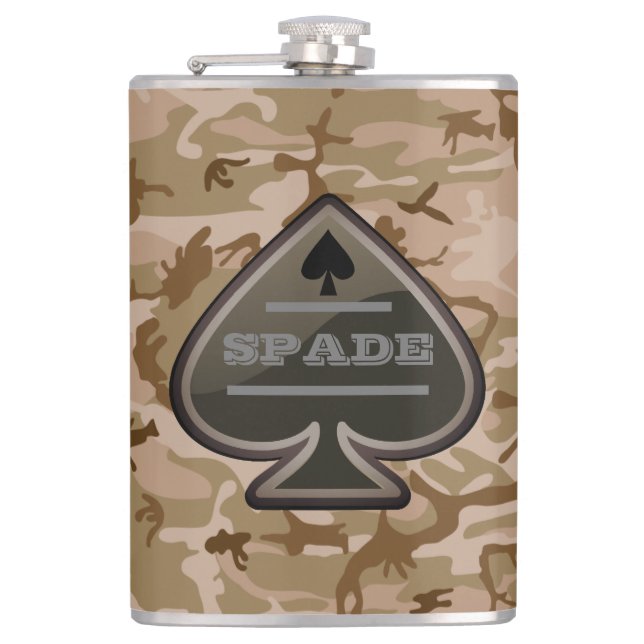 Personalised Spade Desert Camo Hip Flask (Front)