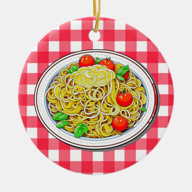 Personalised Spaghetti Christmas Ceramic Tree Decoration (Front)