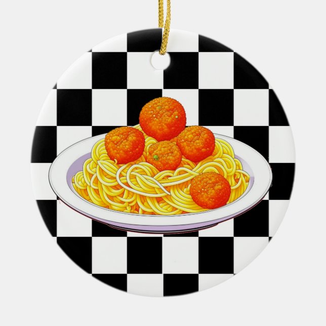 Personalised Spaghetti Pun Christmas Ceramic Tree Decoration (Front)