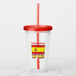 Personalised Spain Flag Heritage Design Acrylic Tumbler