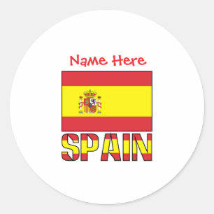 Personalised Spain Flag Heritage Design Classic Round Sticker