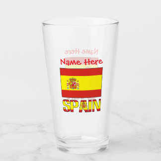 Personalised Spain Flag Heritage Design Glass
