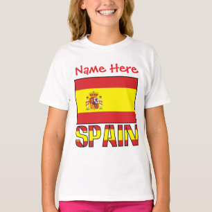 Personalised Spain Flag Heritage Girls' T-Shirt