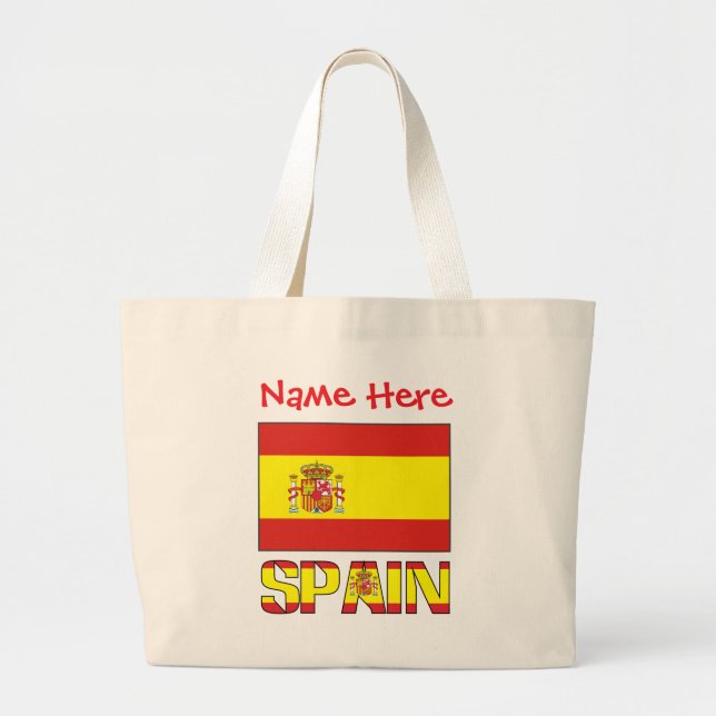 Personalised Spain Flag Heritage Large Tote Bag (Front)