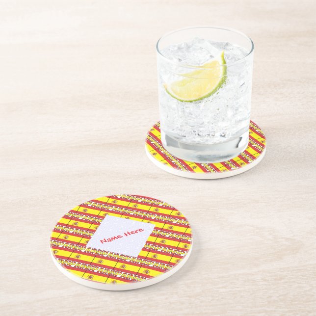 Personalised Spain Flag Tiled Coaster (Side)