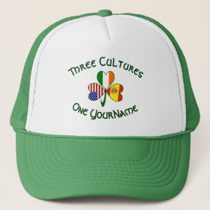 Personalised Spain Ireland USA Shamrock Flag Trucker Hat