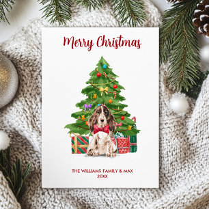 Personalised Spaniel Dog Family Christmas Holiday Card