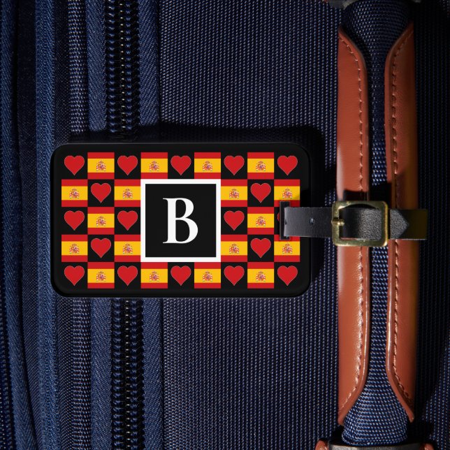 Personalised Spanish Flag Spain Custom Letter Luggage Tag (Front Insitu 4)