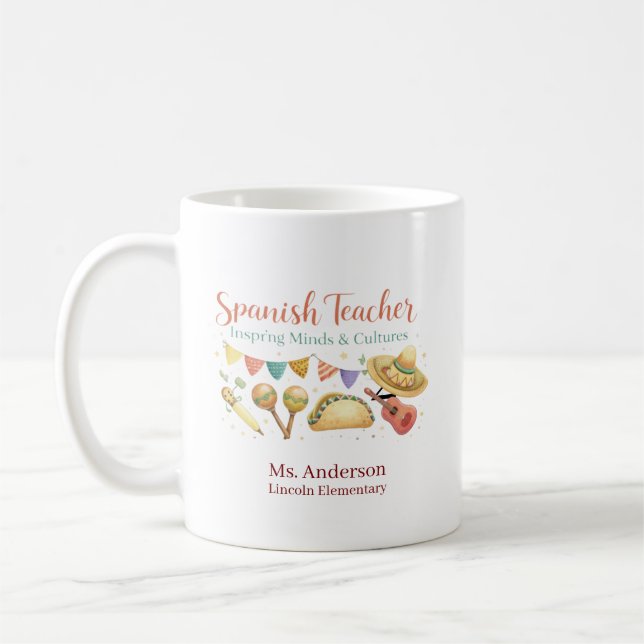 Personalised Spanish Teacher Gift Coffee Mug (Left)