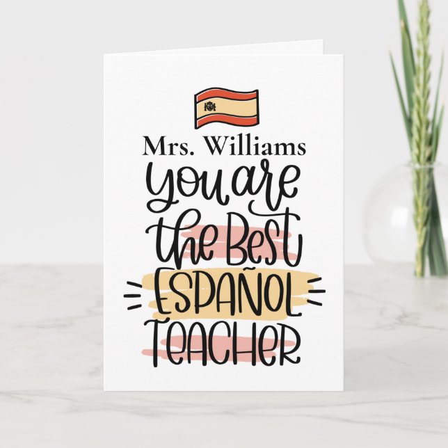 Personalised Spanish Teacher Thank You Card (Front)