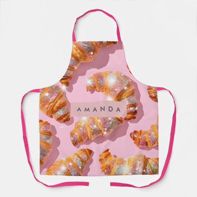 Personalised Sparkle Croissant Style Apron (Front)