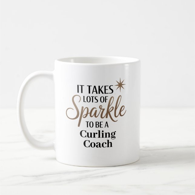 Personalised Sparkle Curling Coach Coffee Mug (Left)