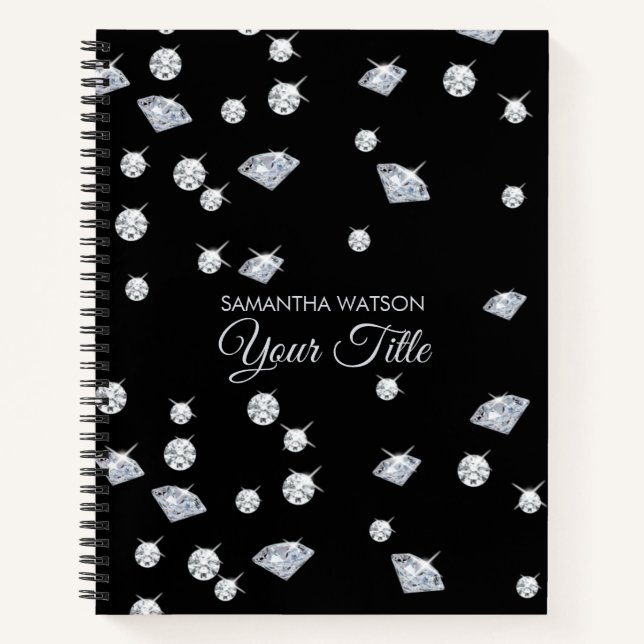 Personalised Sparkle Diamonds  Notebook (Front)