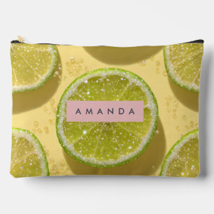 Personalised Sparkle Lime Slice Glitter Citrus Accessory Pouch