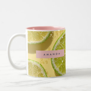 Personalised Sparkle Lime Slice Glitter Citrus Two-Tone Coffee Mug