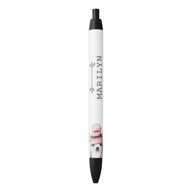 Personalised Sparkle The Tiny Chi | Cute Chihuahua Black Ink Pen (Front Vertical)