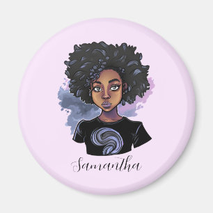 Personalised Sparkling African American Woman Magnet