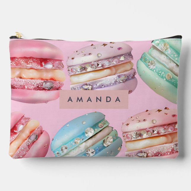 Personalised Sparkling Pastel Macaron Bliss Accessory Pouch (Front)