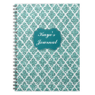 Personalised Sparkling Teal Spiral Notebook