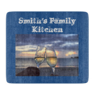 Personalised Sparkling wine Glasses Cheers Cutting Board