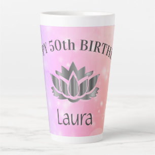 Personalised Sparkly 50th Birthday Card Latte Mug
