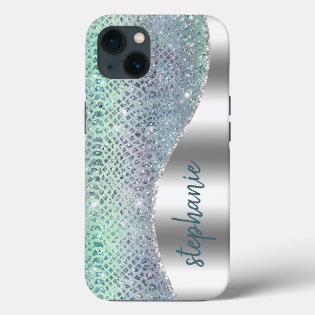 Personalised Sparkly Diamond Snakeskin Case-Mate iPhone Case (Back)