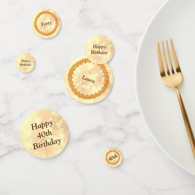 Personalised sparkly Gold Happy 40th birthday Confetti (Group)