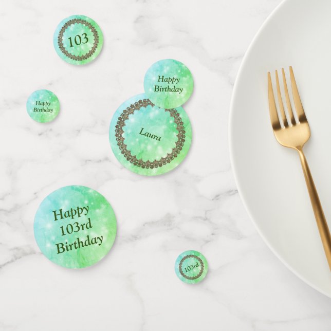Personalised sparkly Green Happy 103rd birthday Confetti (Group)