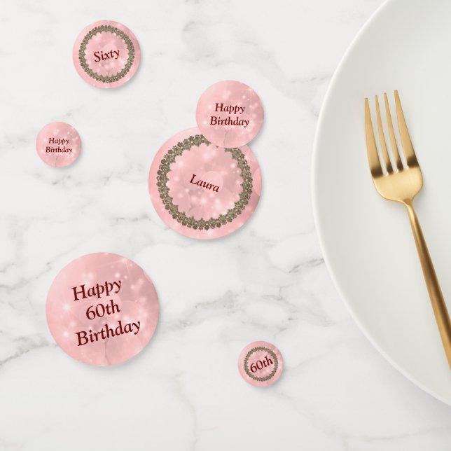 Personalised sparkly Pink Happy 60th birthday Confetti (Group)