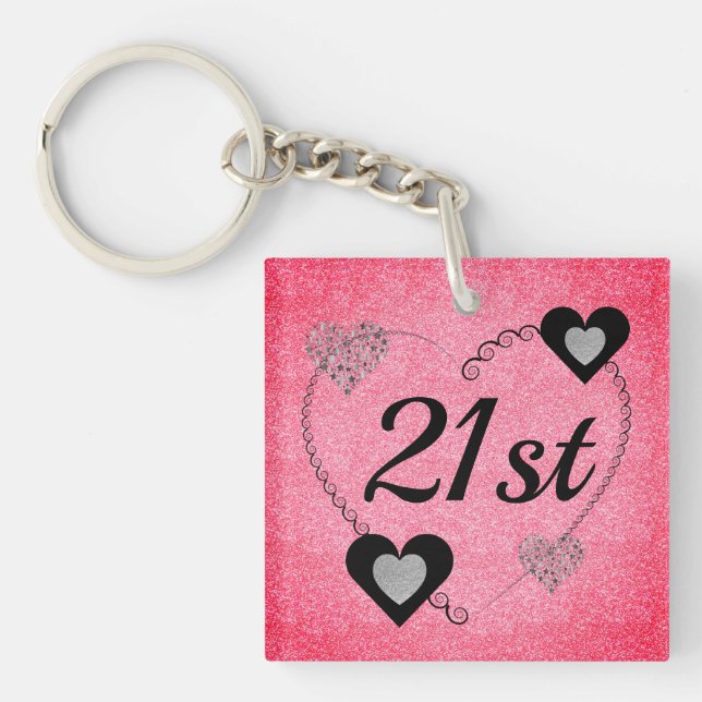 Personalised special birthday key ring 21st (Front)