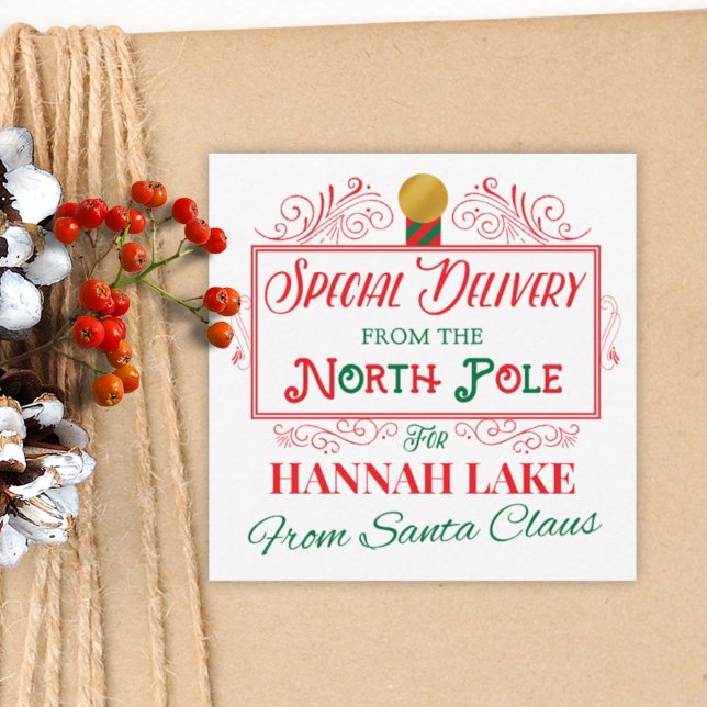 Personalised Special Delivery Christmas Gift Tag Enclosure Card (Creator Uploaded)
