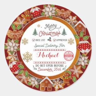 Personalised Special Delivery North Pole Santa Classic Round Sticker