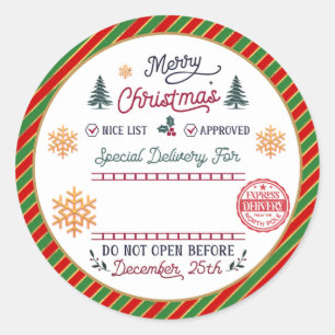 Personalised Special Delivery North Pole Santa Classic Round Sticker