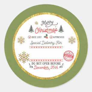 Personalised Special Delivery North Pole Santa Classic Round Sticker
