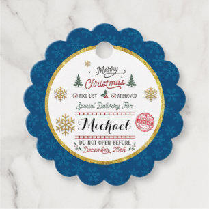 Personalised Special Delivery North Pole Santa Favour Tags
