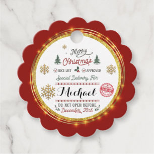 Personalised Special Delivery North Pole Santa Favour Tags