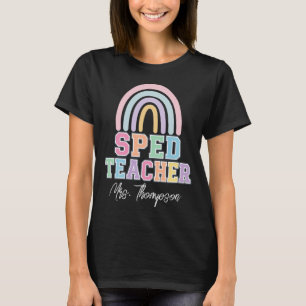 Personalised SPED Teacher Rainbow Name Pastel Arts T-Shirt